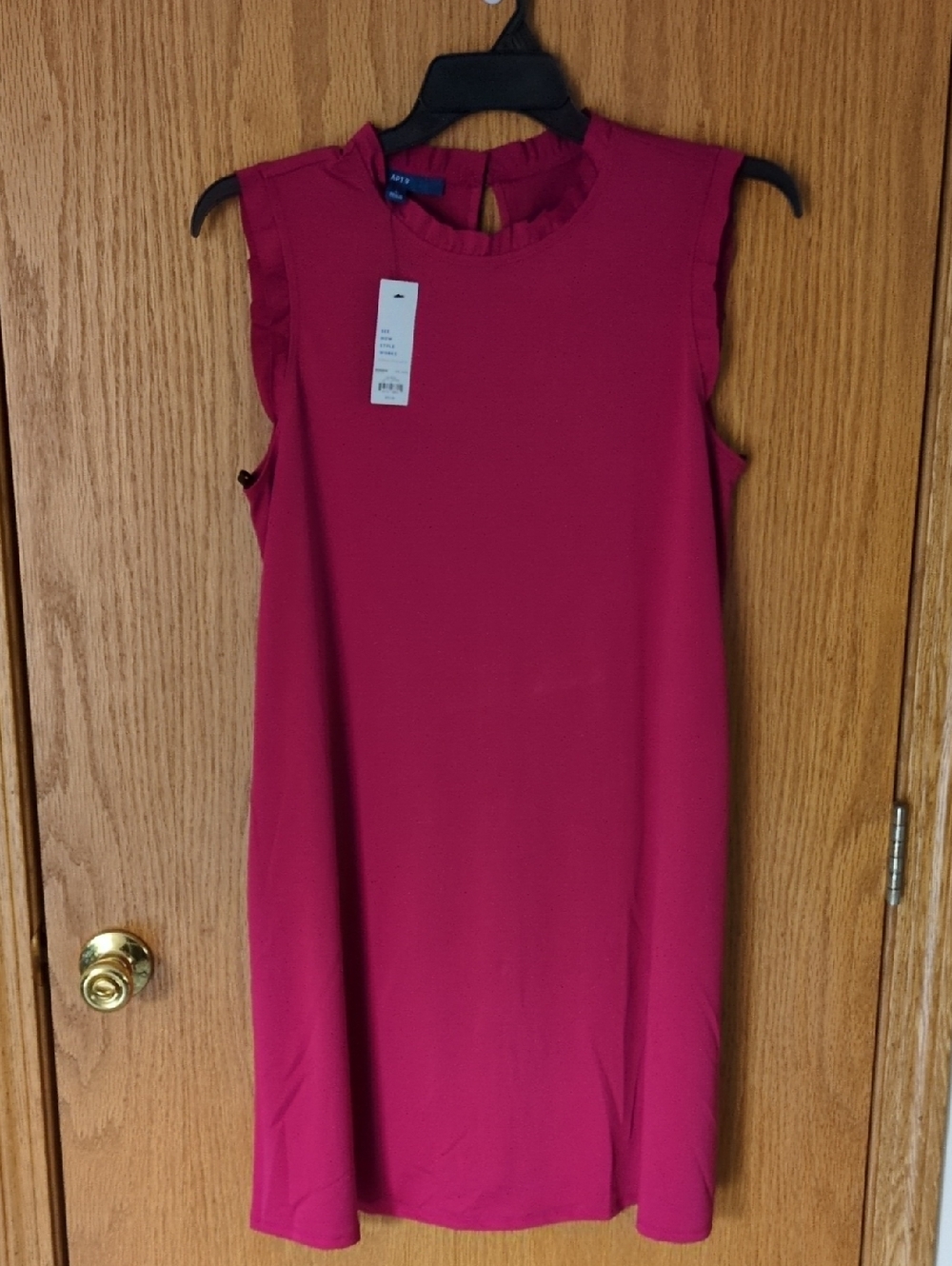 🆕 Apt.9 women's midi dress cap sleeve berry color ruffle size L NWT